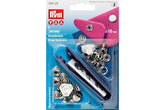 9 Druckknöpfe Jersey PRYM glatte Kappe silberfarbig, 10 mm
